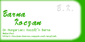 barna koczan business card